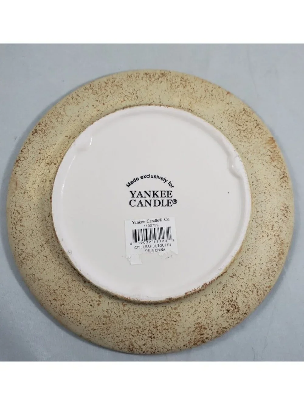 Yankee Candle Fall Autumn Acorn Leaf Cutout Lg Jar Shade Topper Plate Stoneware